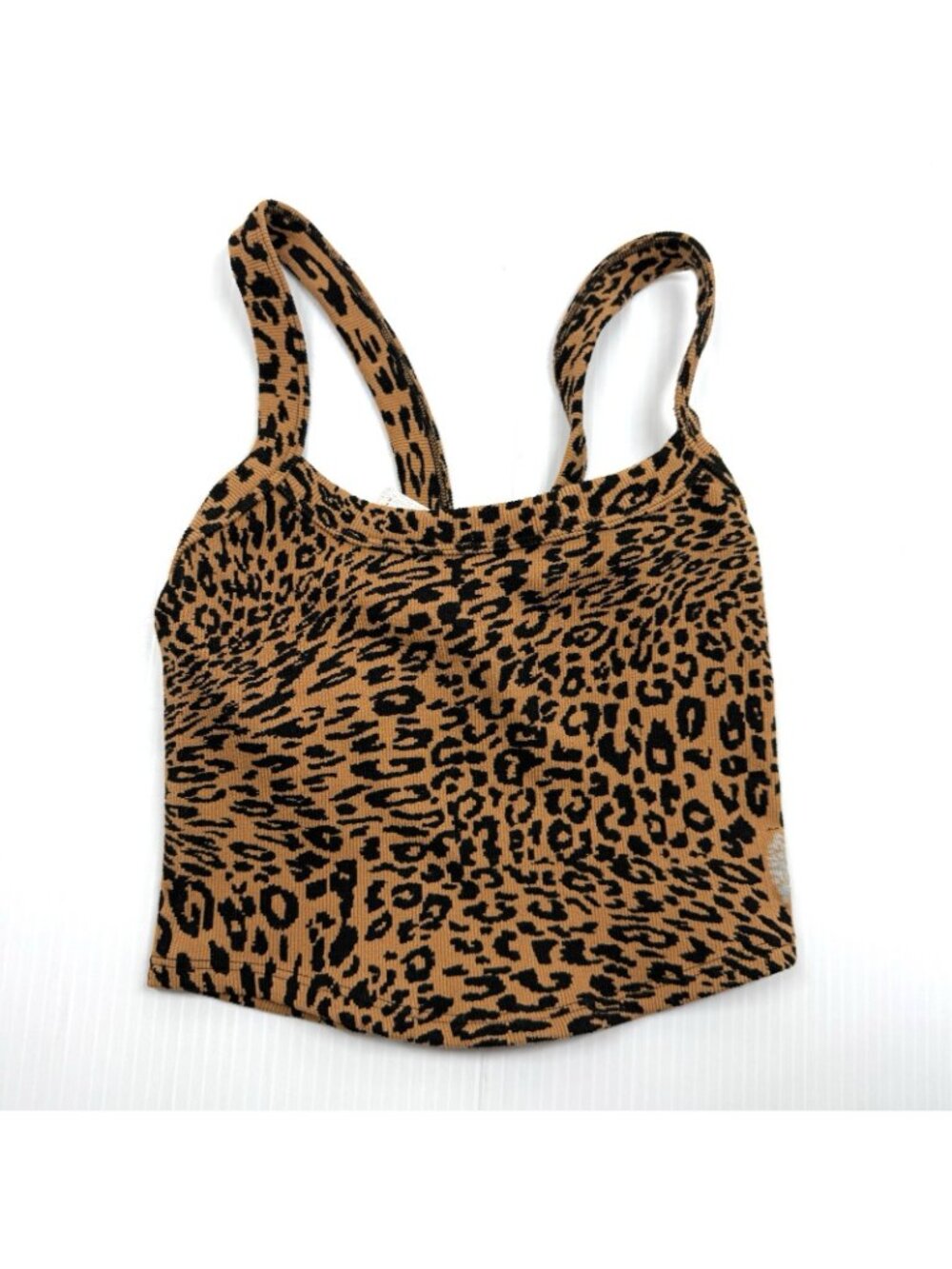 Free People Leopard Crop Tank M/L Seamless Ribbed Activewear Top - Picture 3 of 8